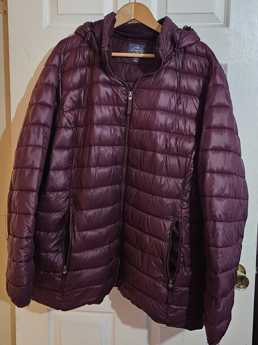 St. John’s Bay Women's Hooded Puffer Jacket - Burgandy